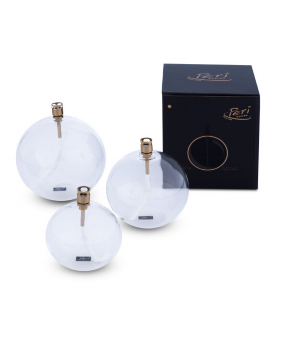 Petite bougie ronde en verre soufflé periglass PM finition laiton