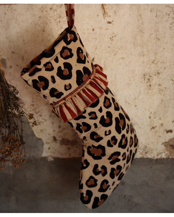 Chaussette de Noël léopard