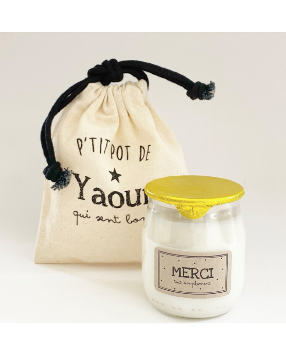 Bougie pot de yaourt "merci"