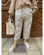 pantalon à rayures beige