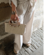 Pantalon large effet lin beige