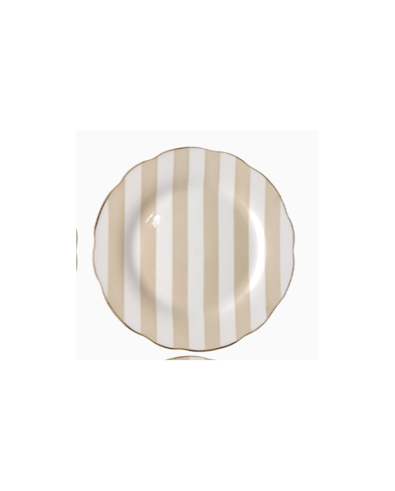 Assiette à dessert à rayures beige