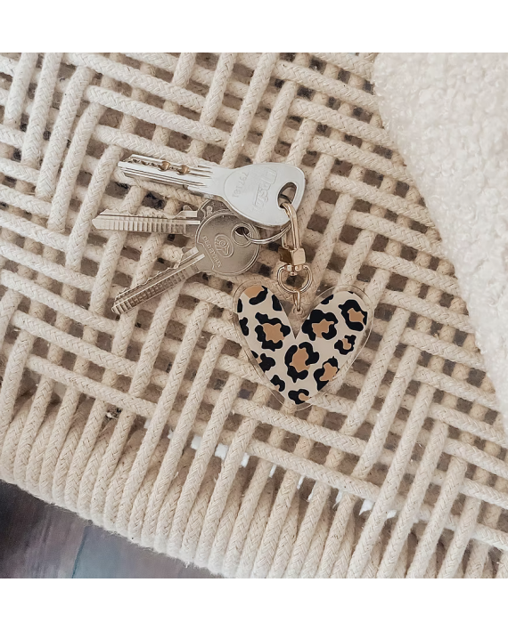 Porte clé coeur leopard
