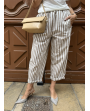 pantalon à rayures beige