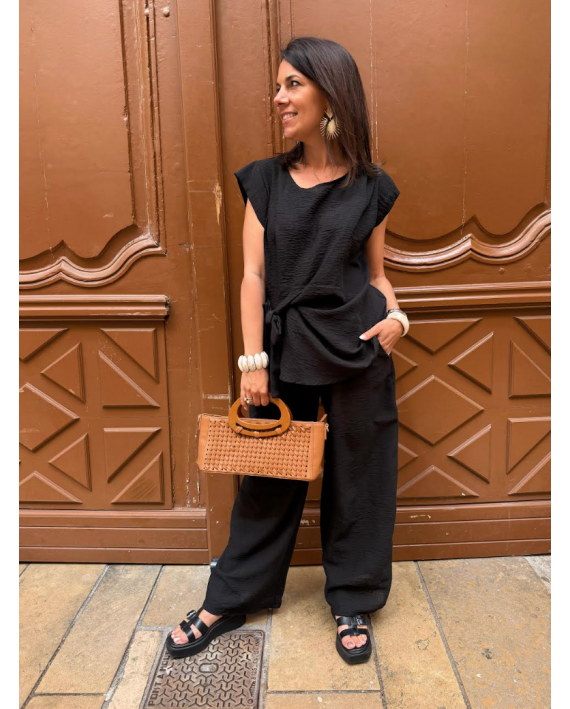 Pantalon large noir
