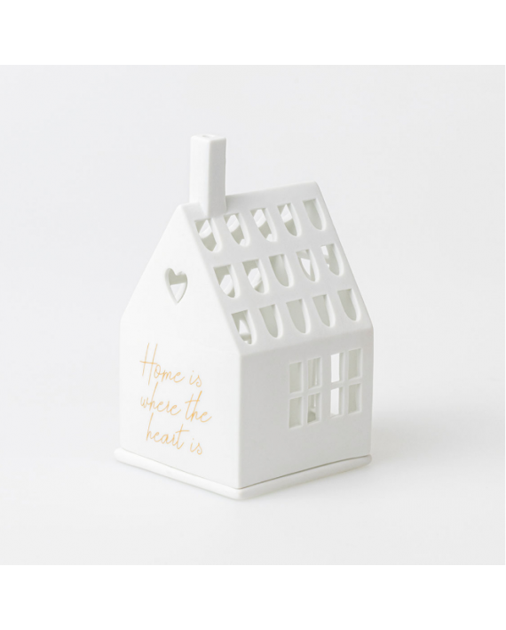 Photophore maison coeur en porcelaine