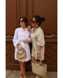 Combi-short gaze de coton beige