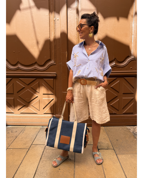 Bermuda en lin beige