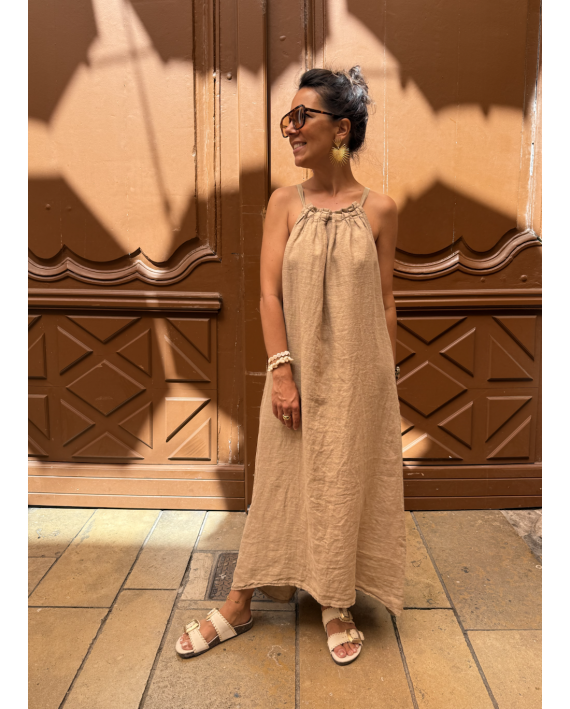 Robe en lin camel
