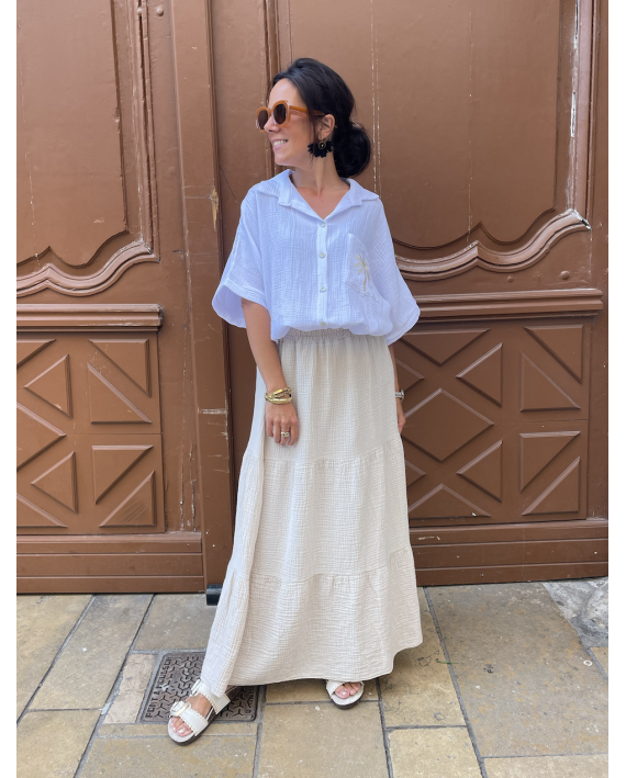 Jupe beige en gaze de coton