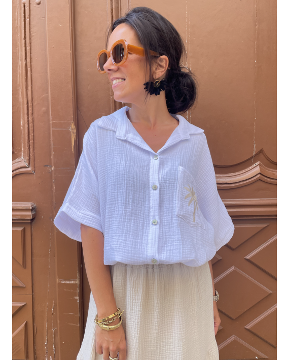 Chemise palmier en gaze de coton