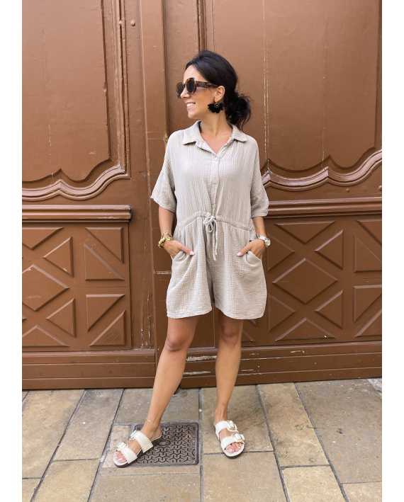 Combishort en gaze de coton