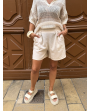 Short beige effet lin