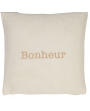 Housse de coussin bonheur écru
