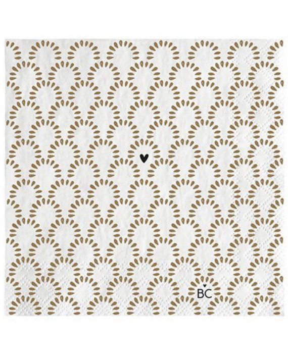 Serviettes en papier coeur blanches et camel