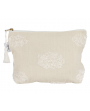Pochette brodée beige