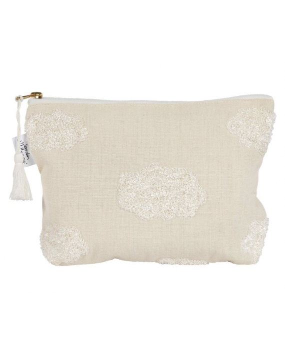 Pochette brodée beige