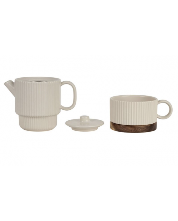 théière avec tasse + filtre sweet leaves écru