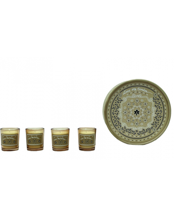 Coffret de 4 bougies bandana beige