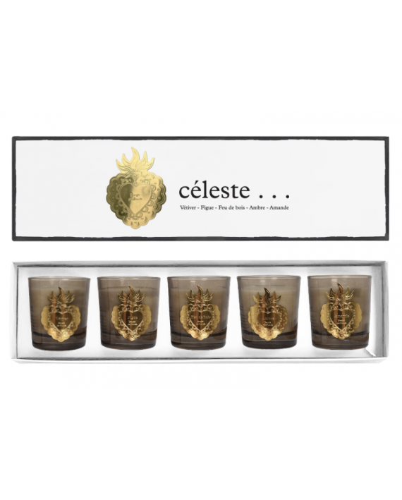 Coffret de 5 bougies celeste