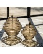 Petite bougie twin champagne art déco striée