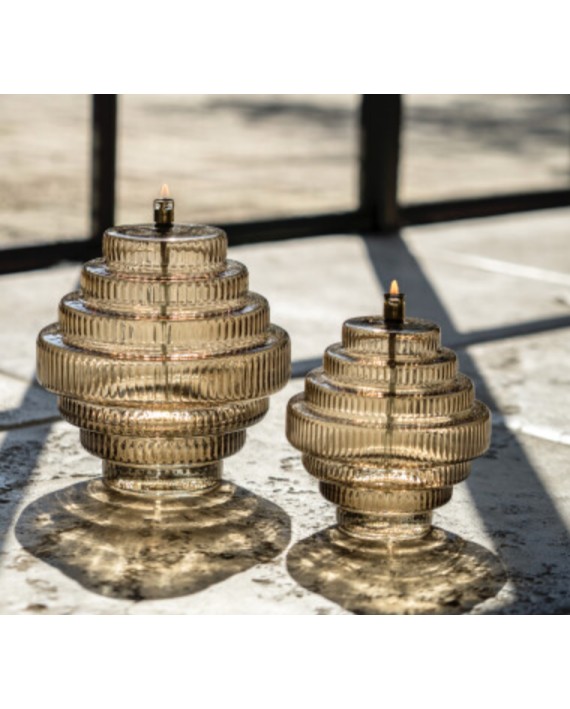 Petite bougie twin champagne art déco striée