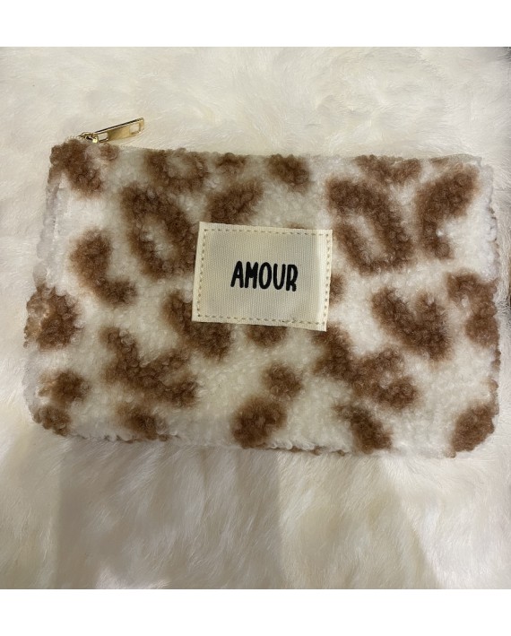 pochette "Amour" blanche léopard