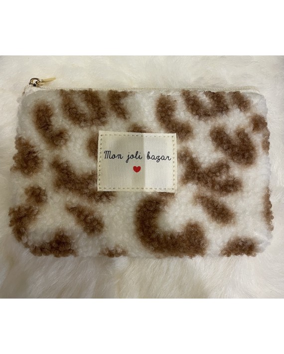 pochette "Mon joli bazar" blanche léopard