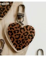 Porte-clé Léopard coeur marron foncé
