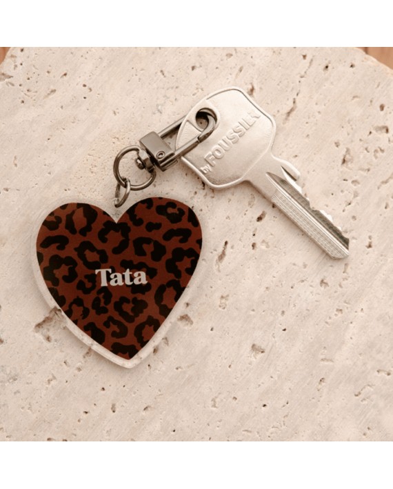 Porte-clé Léopard marron foncé "Tata"