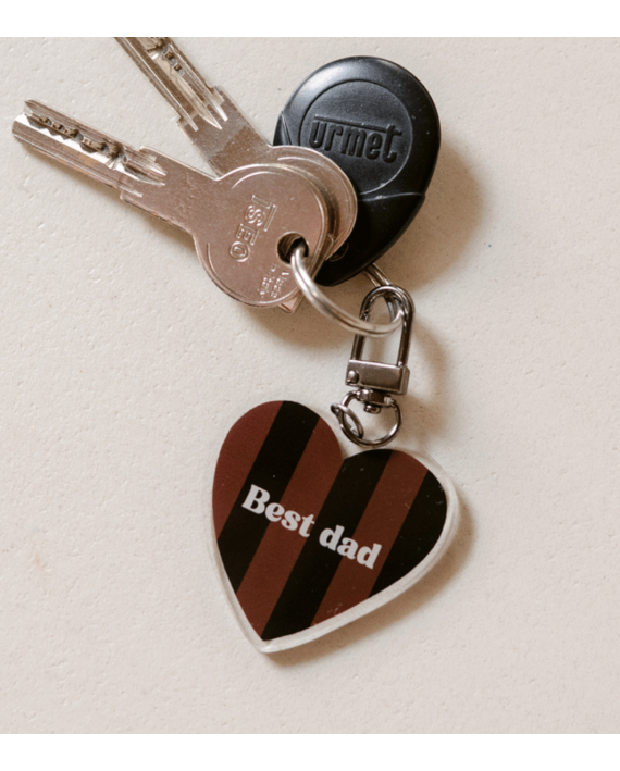 Porte clé à rayures marrons et noires "Best dad"