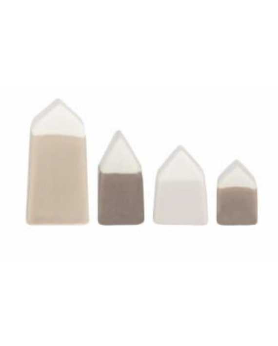 Lot de 4 minis maisons en porcelaine