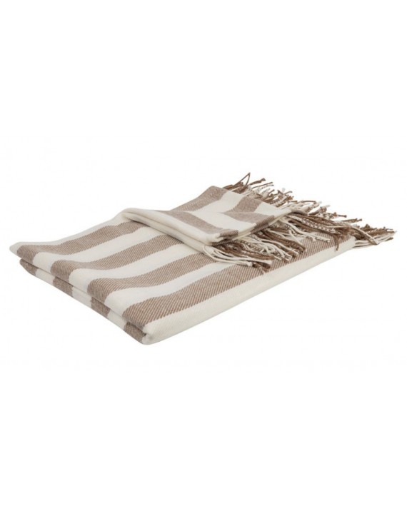 Plaid somptua à rayures écru + taupe