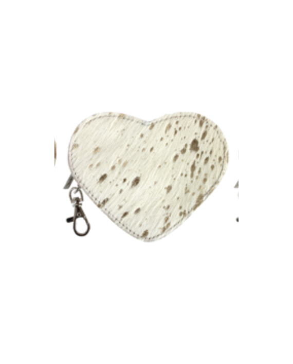 Petite pochette fourrure coeur écru