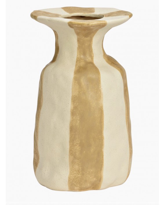 Vase rayée en céramique Beige/blanc