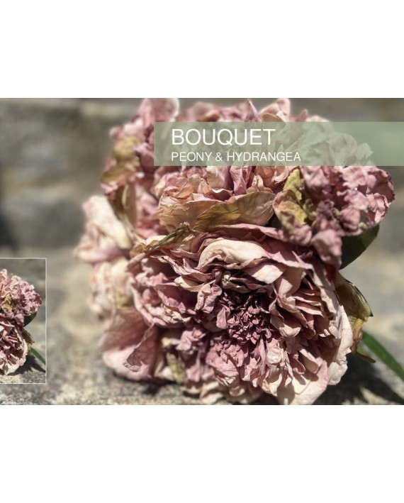 Bouquet de fleurs Pivoine Hortensia roses