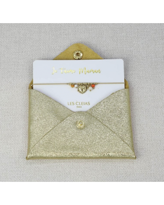 Ensemble bracelet + pochette pailletée "Je t'aime Maman"