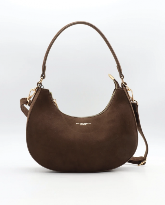 Sac à bandoulière en suédine chocolat