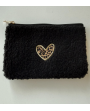 pochette noire coeur léopard