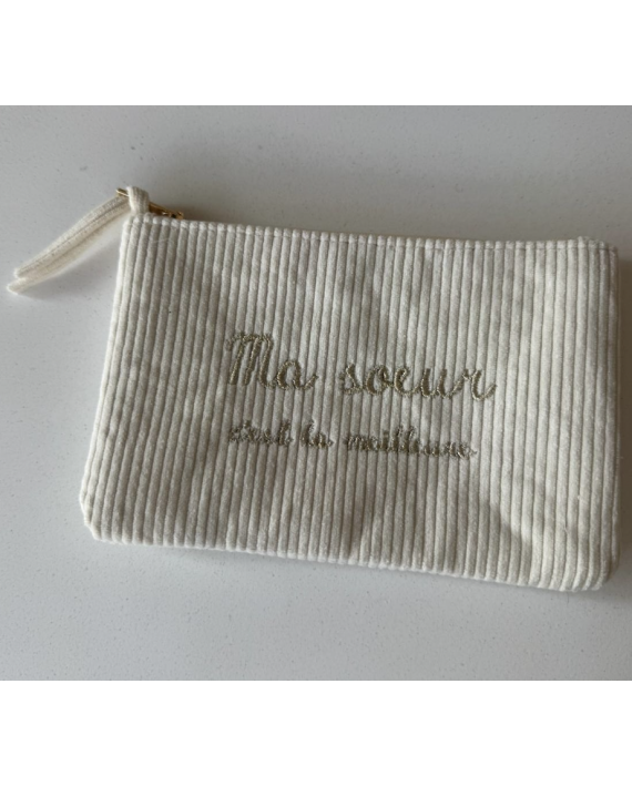 pochette écru "Ma soeur c'est la meilleure"