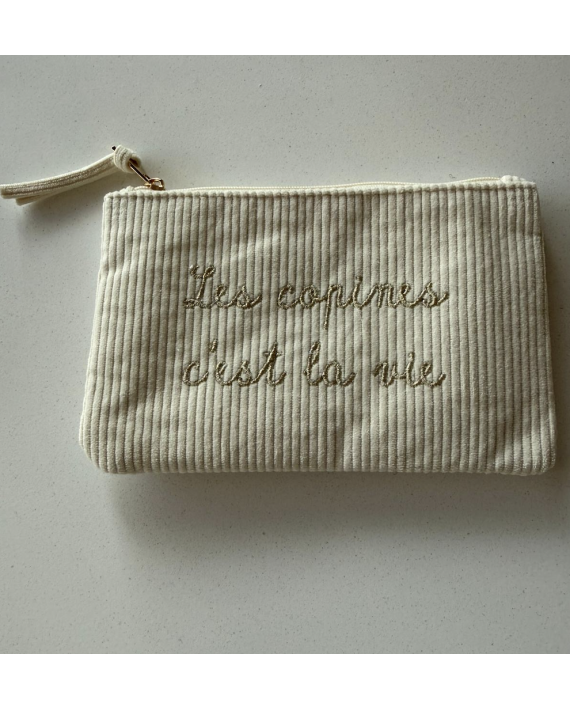 pochette écru "Les copines c'est la vie"