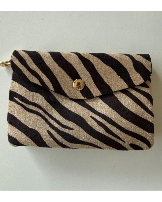 Porte monnaie zèbre beige