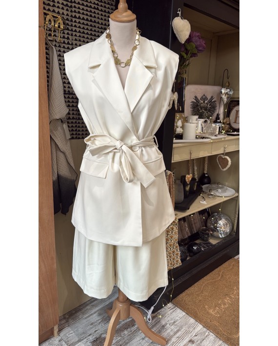 Veste blazer sans manches écru