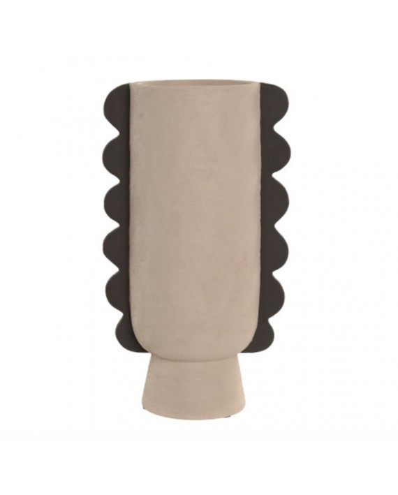 Vase en grès ridé marron