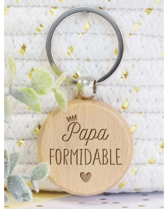 Porte-clé en bois - Papa formidable