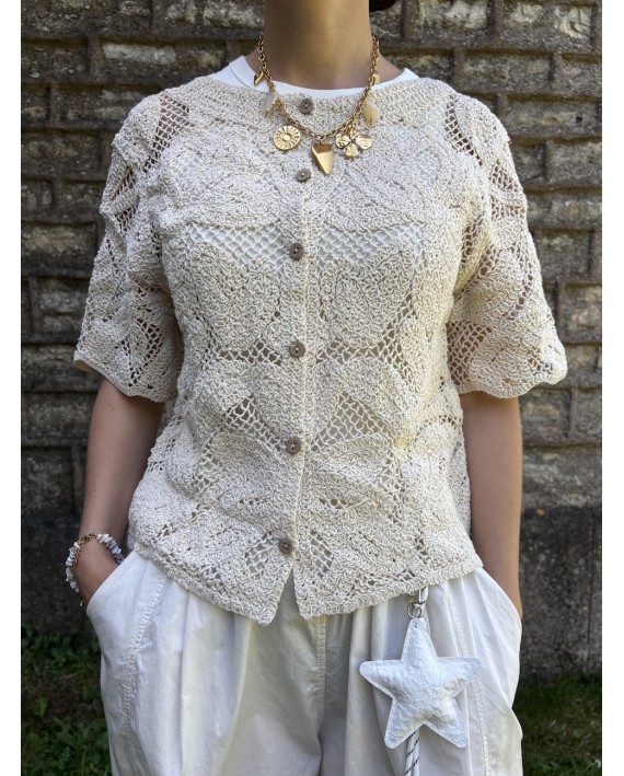 Top en crochet Héloise beige