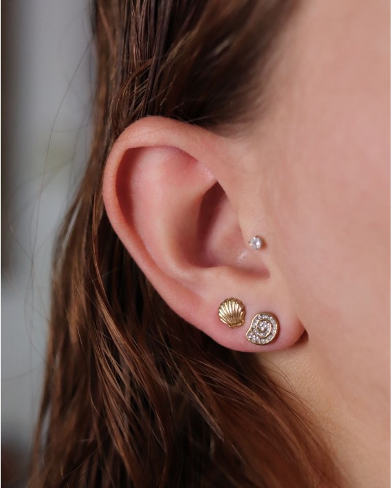 Puces d'oreilles coquilles à strass