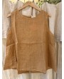Top lin camel boutons dos