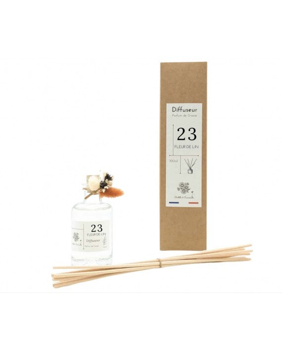 Diffuseur de parfum en verre "fleur de lin" 100ml