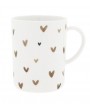 Tasse/Mug à thé blanc à coeurs marron